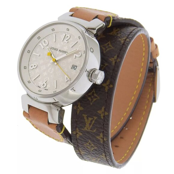 LOUIS VUITTON Tambour Watches Q1313 WhiteDial Stainless Steel/Monogram can... - Picture 1 of 8